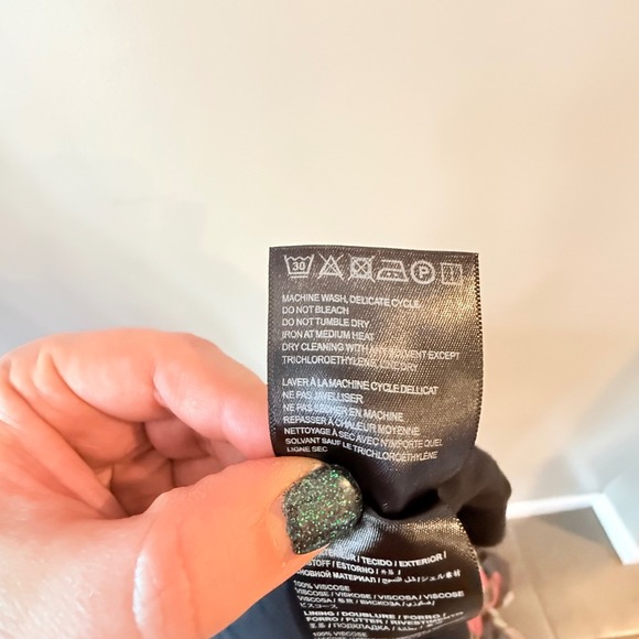 Farm Rio Anthropologie Floral Maxi Dress Black Red VNeck Long Sleeve Small Boho - Picture 12 of 16